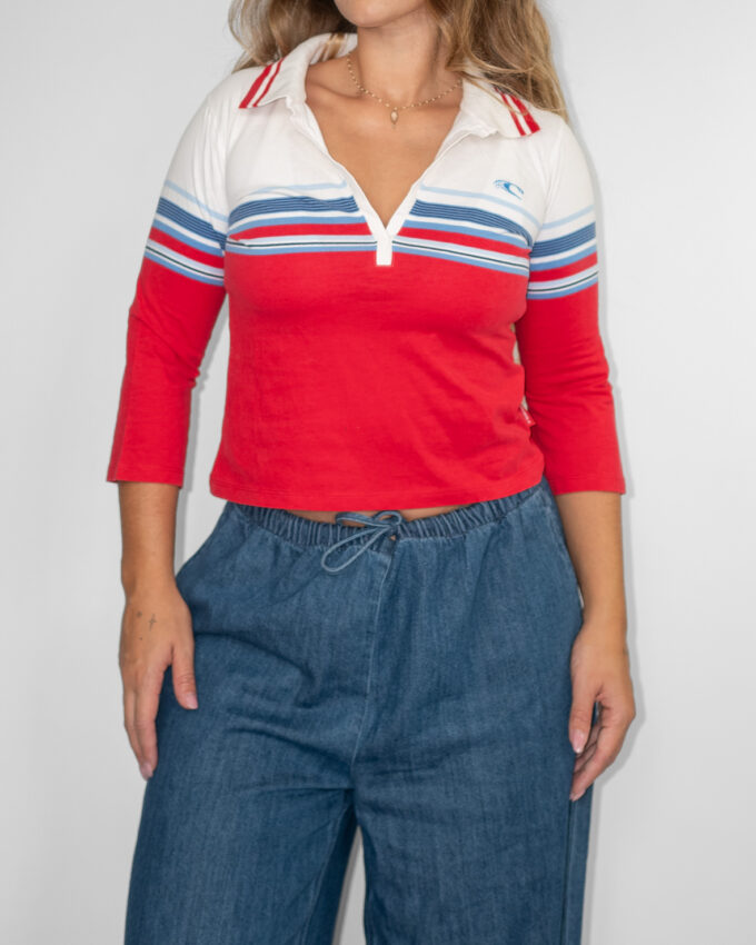 Vintage Striped Polo Top- XS/S