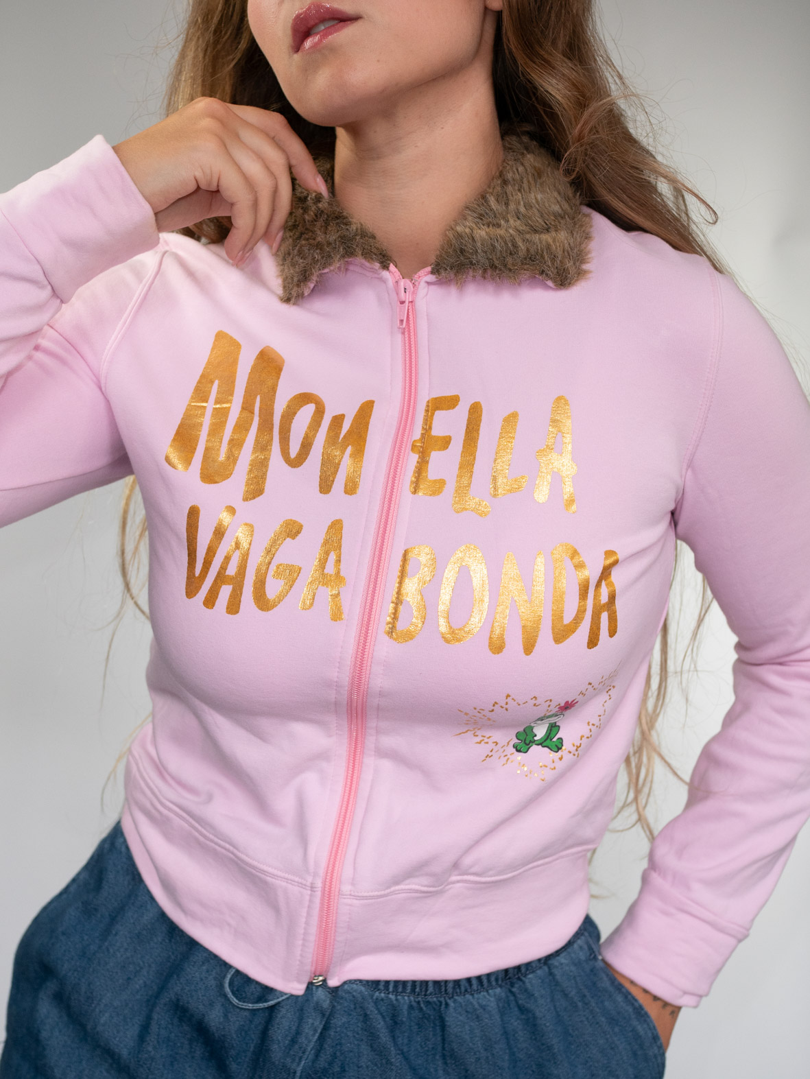 Vintage Monella Vagabondi Faux Fur Collar Zip-Up - S - Image 2