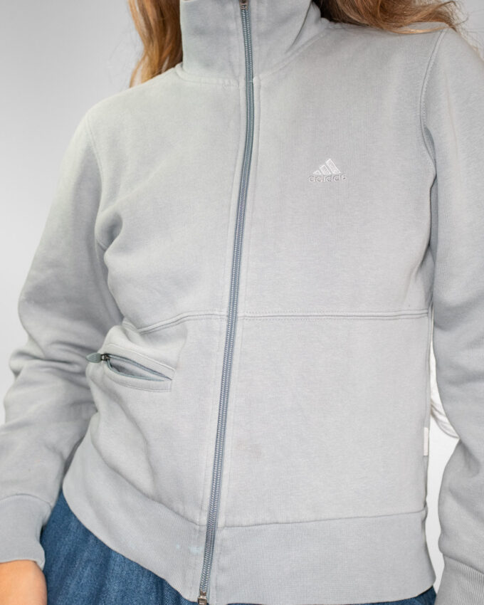 Vintage Adidas Grey Zip-Up Cotton Jacket - S