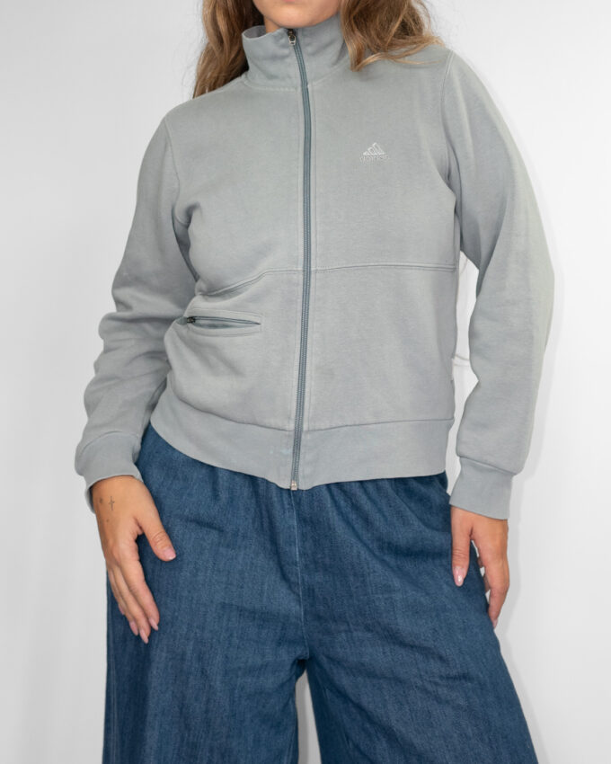 Vintage Adidas Grey Zip-Up Cotton Jacket - S