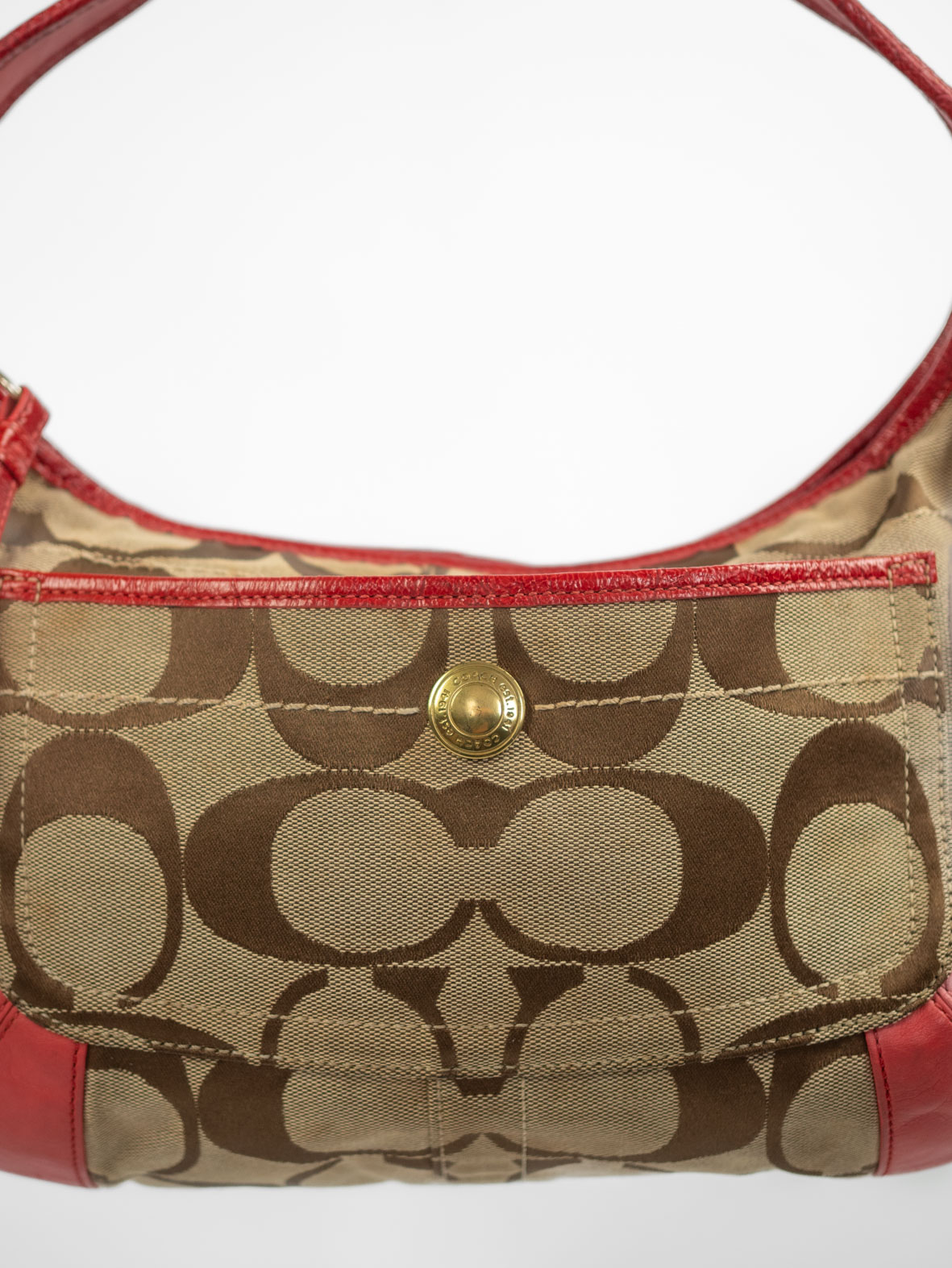 Vintage Coach Signature Hobo Bag – Red - Image 4