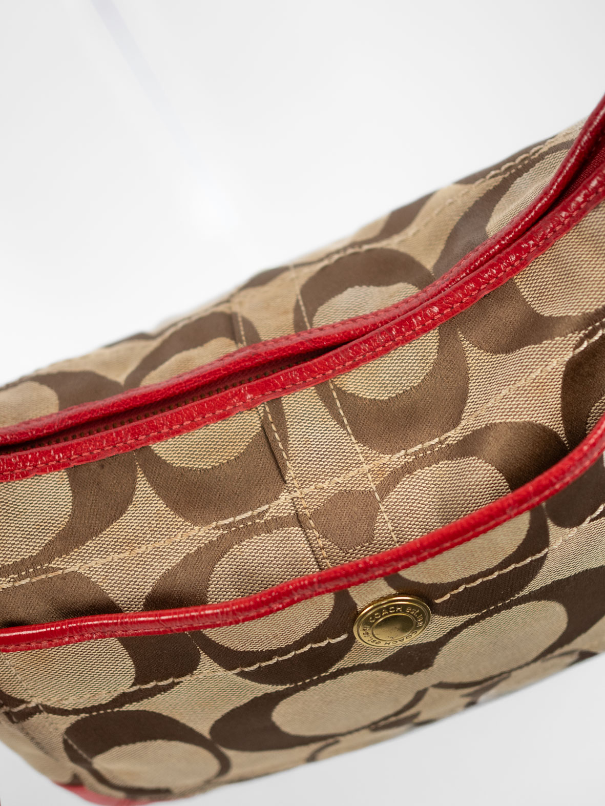 Vintage Coach Signature Hobo Bag – Red - Image 5