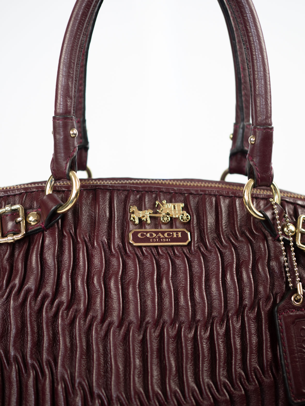 Vintage Coach Madison Full Leather Burgundy Two-Way Bag - Image 4
