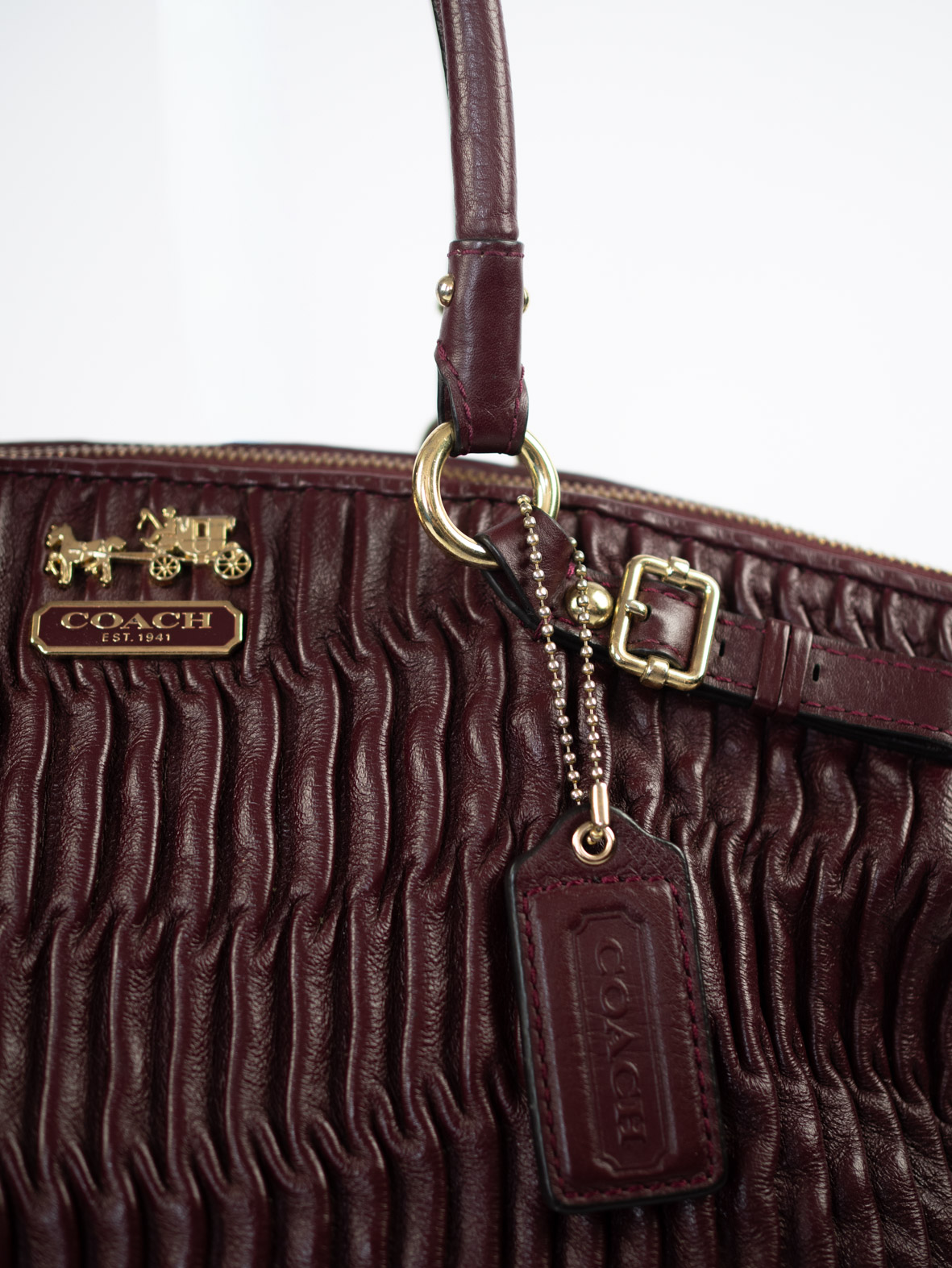 Vintage Coach Madison Full Leather Burgundy Two-Way Bag - Image 5