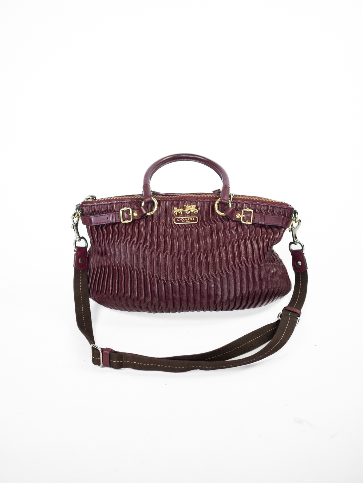 Vintage Coach Madison Full Leather Burgundy Two-Way Bag - Image 10