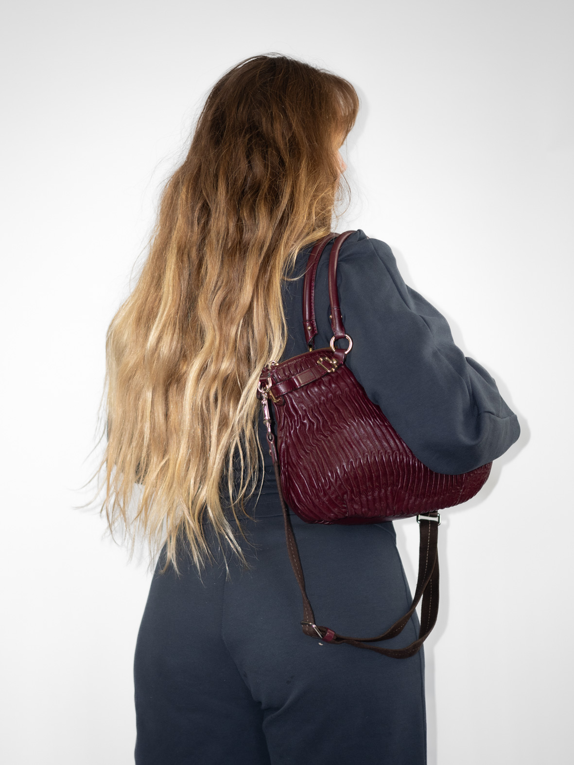 Vintage Coach Madison Full Leather Burgundy Two-Way Bag - Image 12