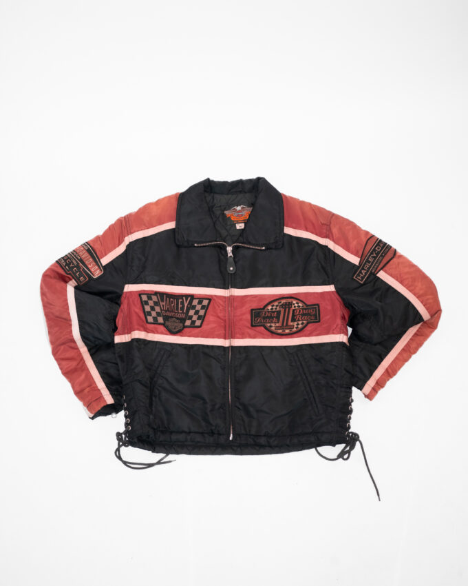 Vintage Harley-Davidson Racing Jacket – Black & Faded Red - M