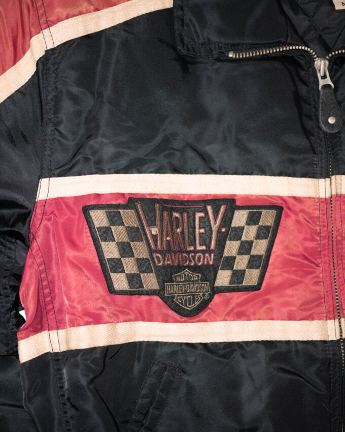Vintage Harley-Davidson Racing Jacket – Black & Faded Red - M