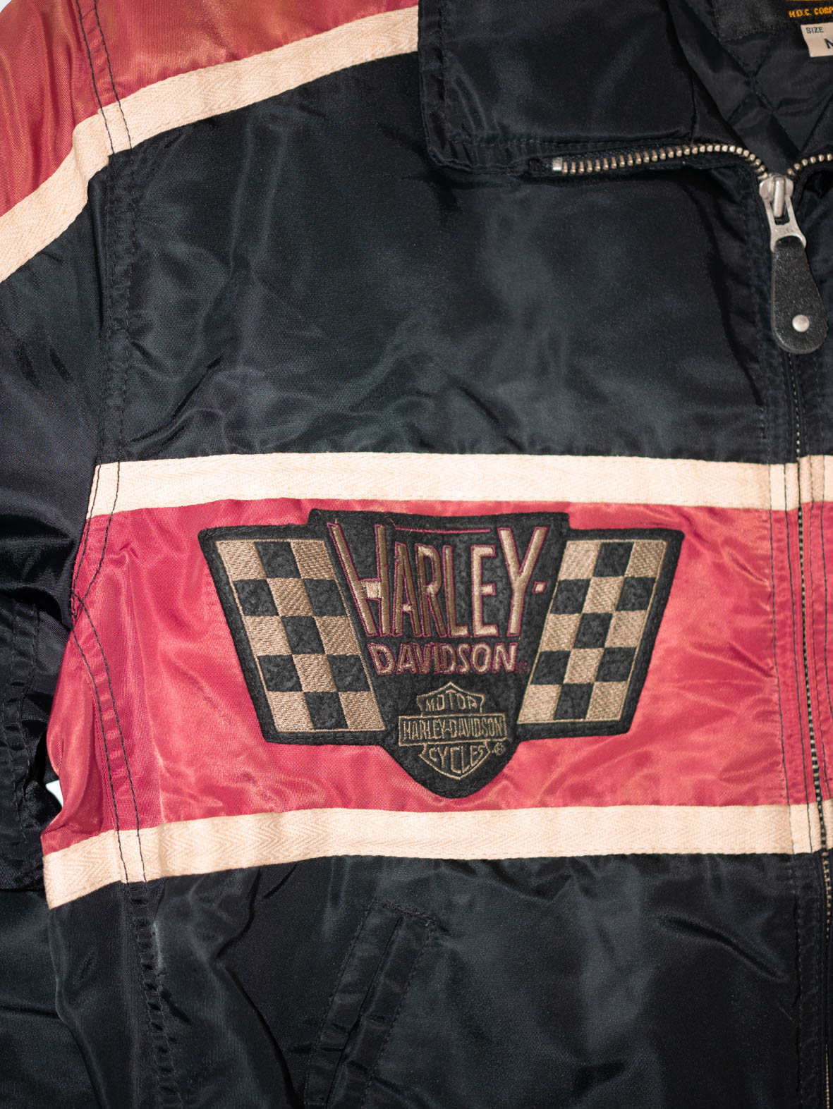 Vintage Harley-Davidson Racing Jacket – Black & Faded Red - M - Image 4