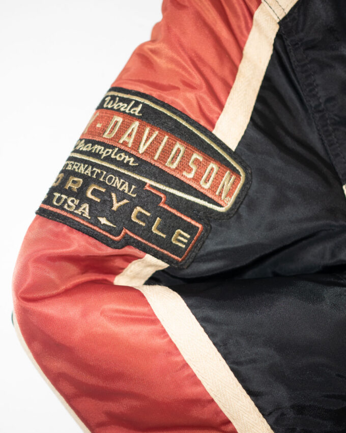 Vintage Harley-Davidson Racing Jacket – Black & Faded Red - M