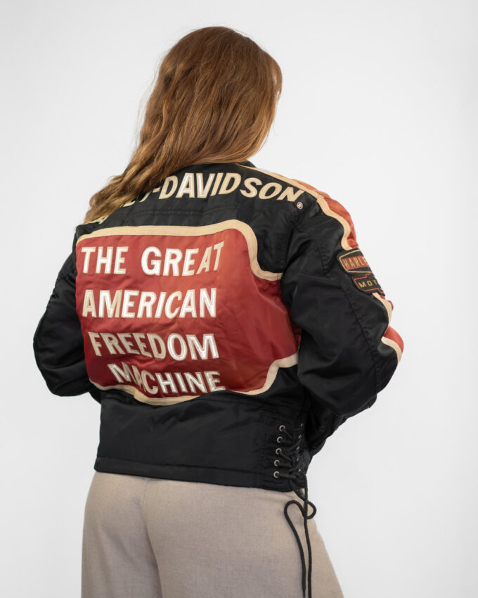 Vintage Harley-Davidson Racing Jacket – Black & Faded Red - M