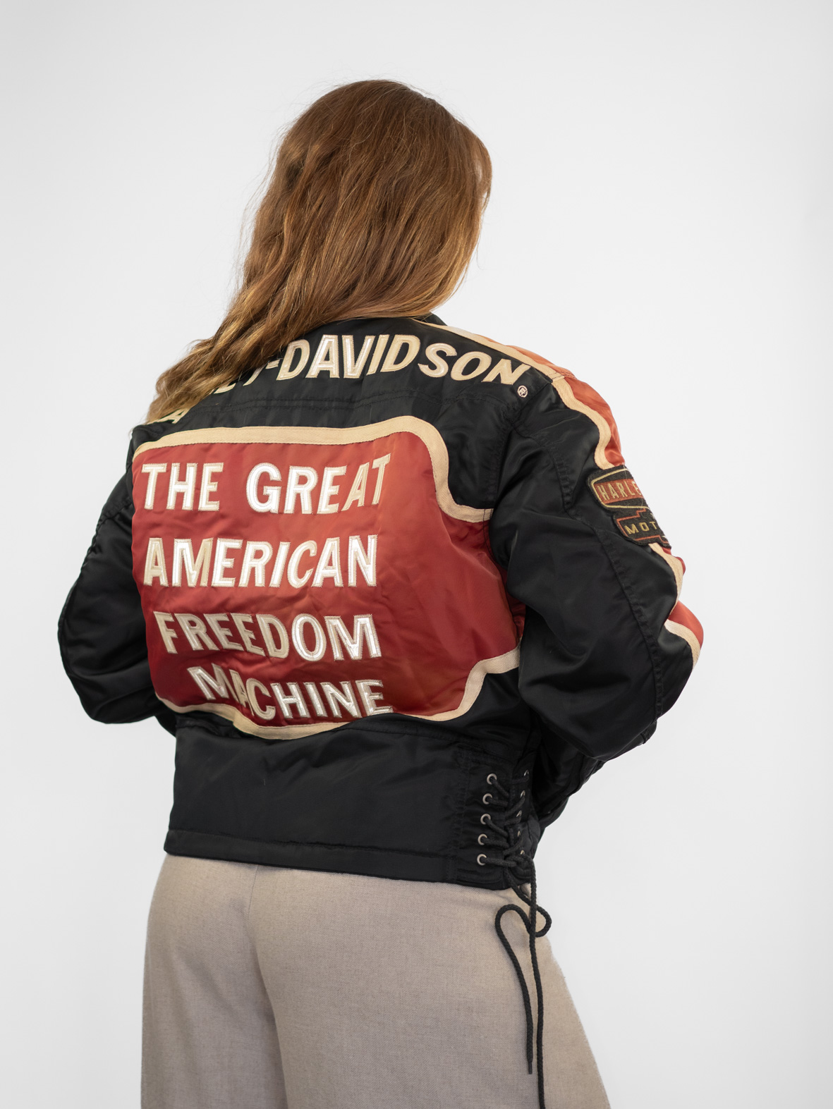 Vintage Harley-Davidson Racing Jacket – Black & Faded Red - M - Image 2