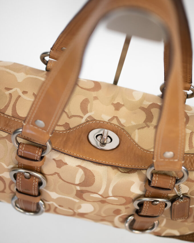 Vintage Coach Chelsea Optic Signature Suede Turnlock Bag
