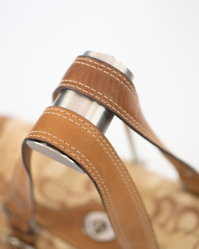 Vintage Coach Chelsea Optic Signature Suede Turnlock Bag