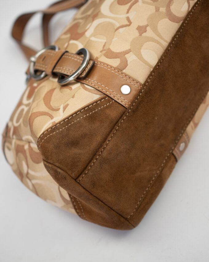 Vintage Coach Chelsea Optic Signature Suede Turnlock Bag