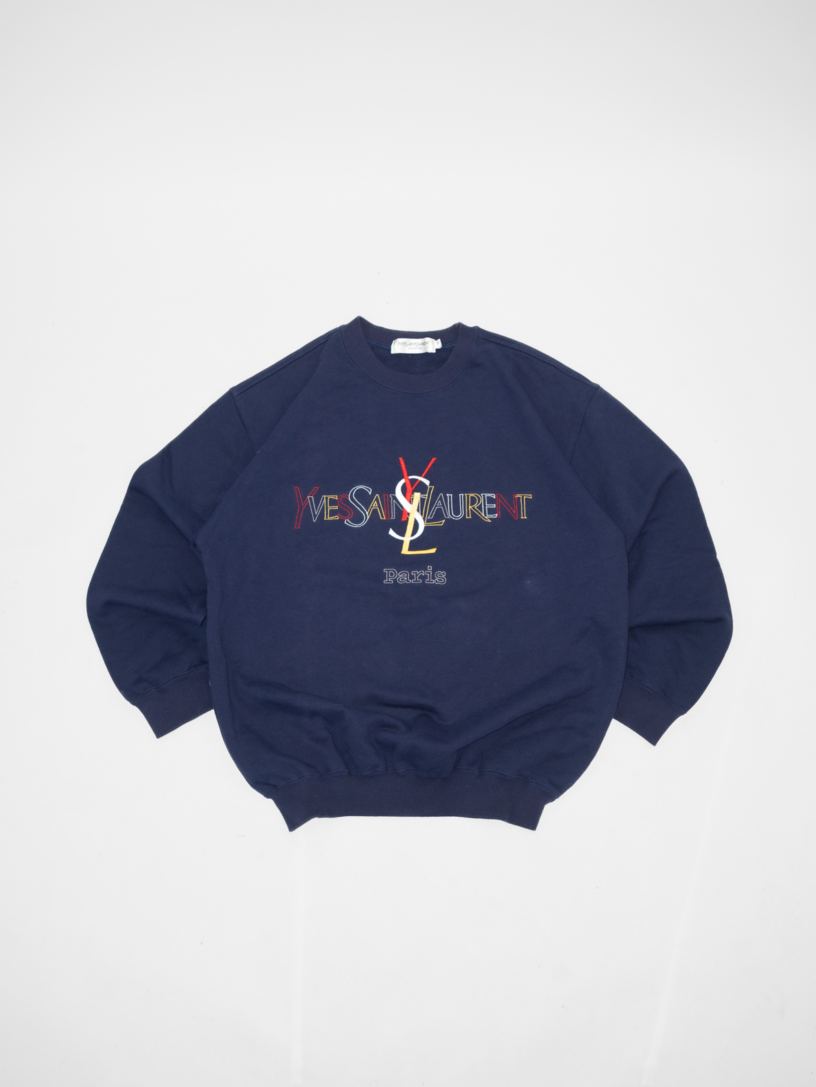 Vintage YSL Embroidered Oversized Sweatshirt – Navy - M