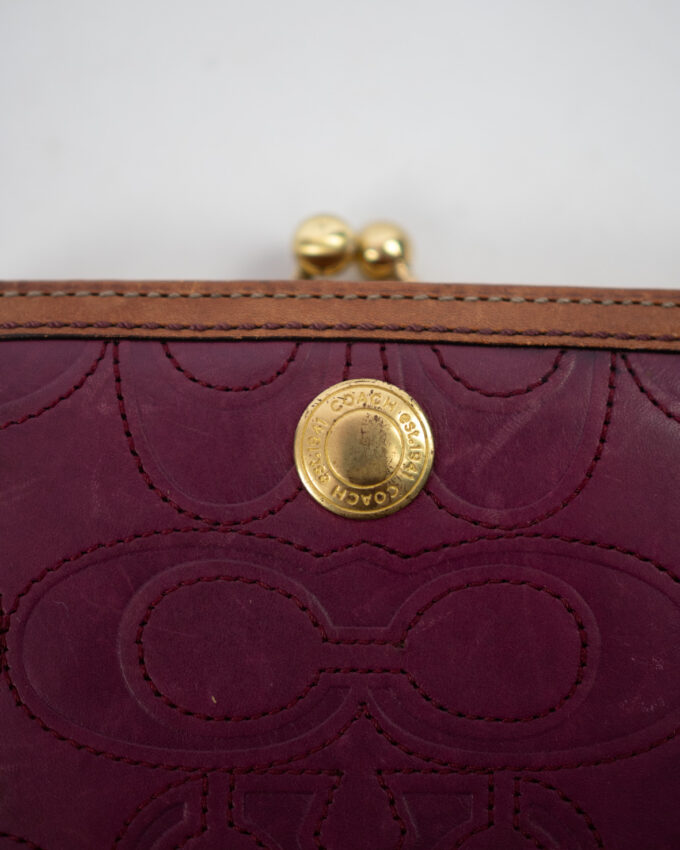 Rare Vintage Coach Kisslock Wallet – Burgundy