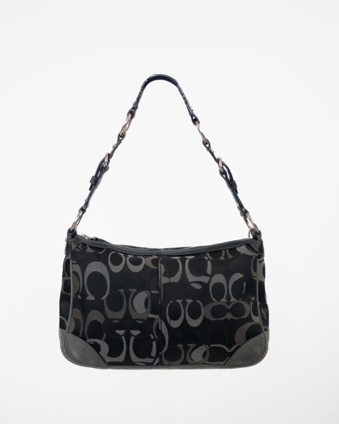 Vintage Coach Monogram Shoulder Bag – Black & Grey
