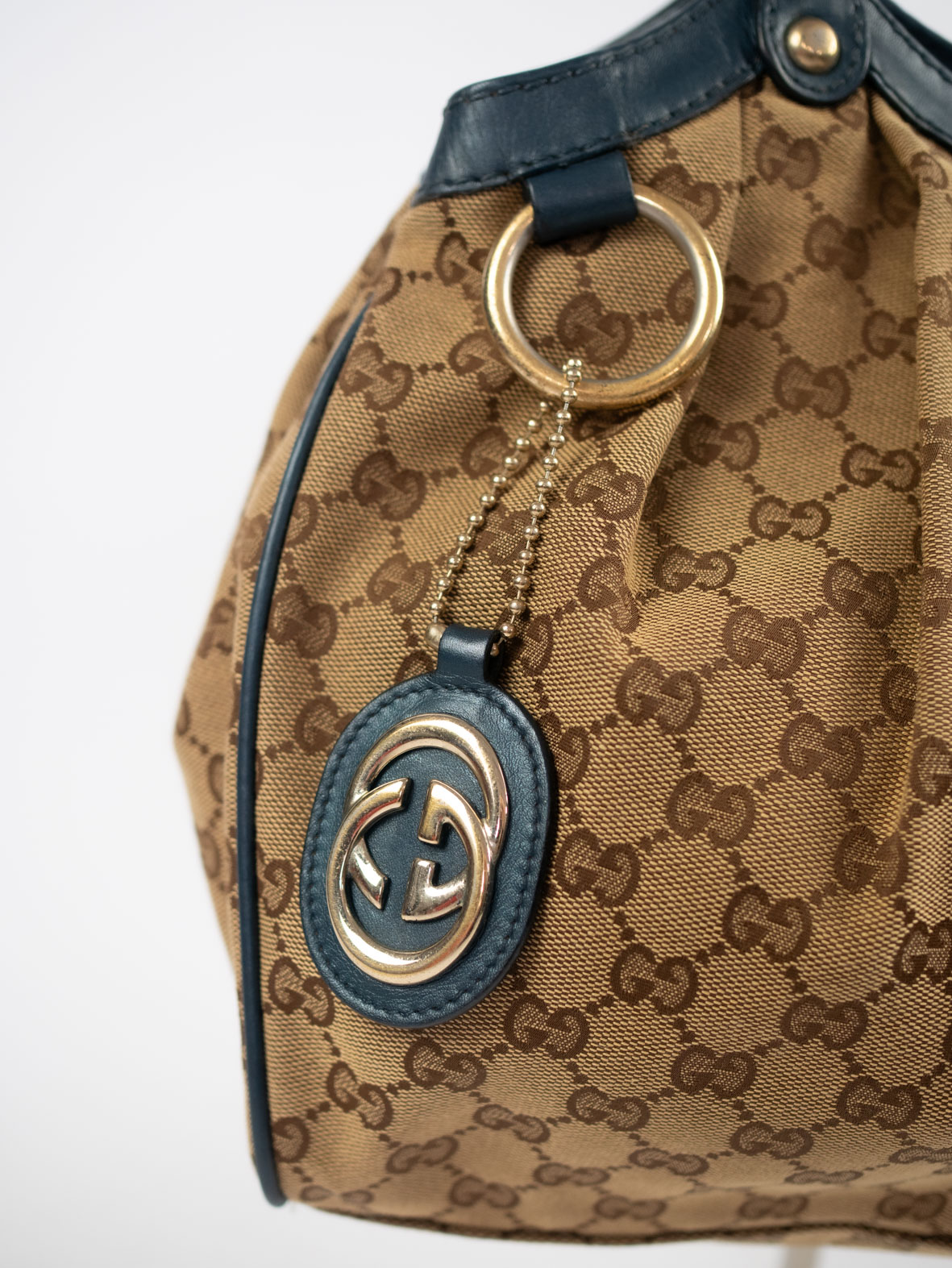 Vintage Gucci Sukey Medium GG Canvas Bag – Marine Blue - Image 2