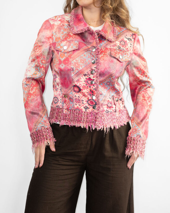 Y2K Patchwork Fringe Jacket – S/M