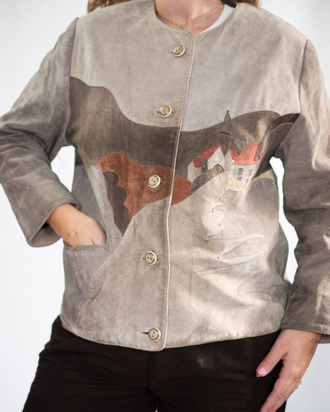 Vintage Suede Leather Landscape Jacket – Taupe