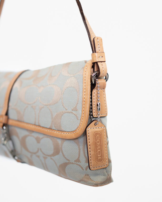 Rare Vintage Coach Pastel Blue Signature Shoulder Bag