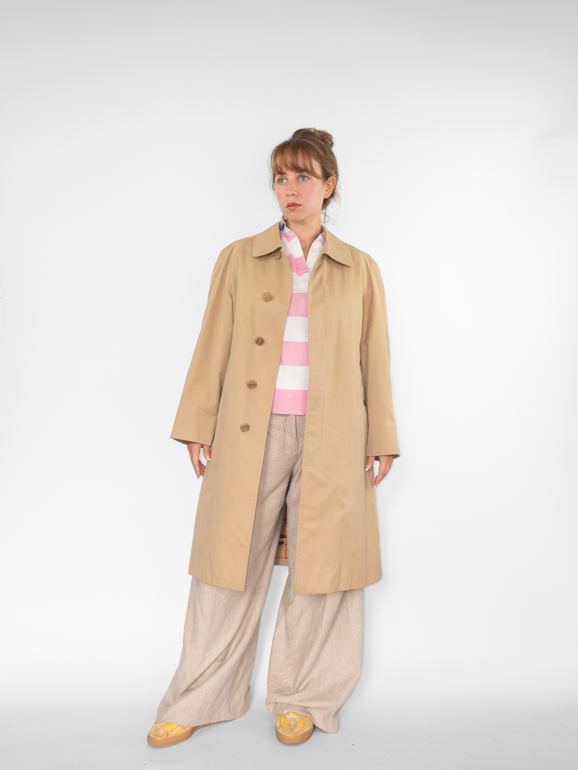 Vintage Burberrys Beige Coat with Removable Lining - S